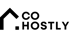 Schwarzes Co-Hostly Logo mit einem Haus-Symbol, das den Buchstaben "C" bildet.