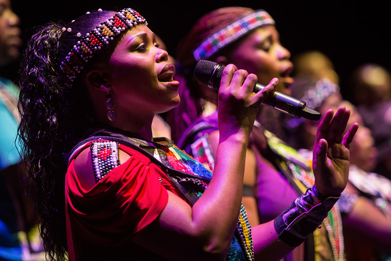 Soweto Gospel Choir dancing during the gala Pure Voices, Voices of Spirit 2014, Graz