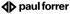 Schwarzer Schriftzug paul forrer neben einem Logo aus zwei gegenüberliegenden Dreiecken, die eine Raute bilden.