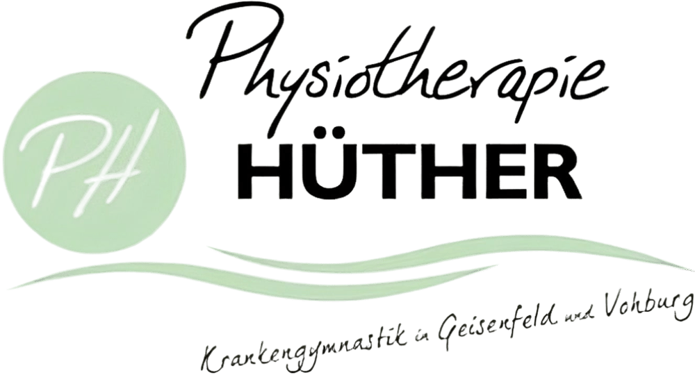 Logo der Physiotherapie Hüther für Krankengymnastik in Geisenfeld und Vohburg mit PH-Initialen im grünen Kreis.