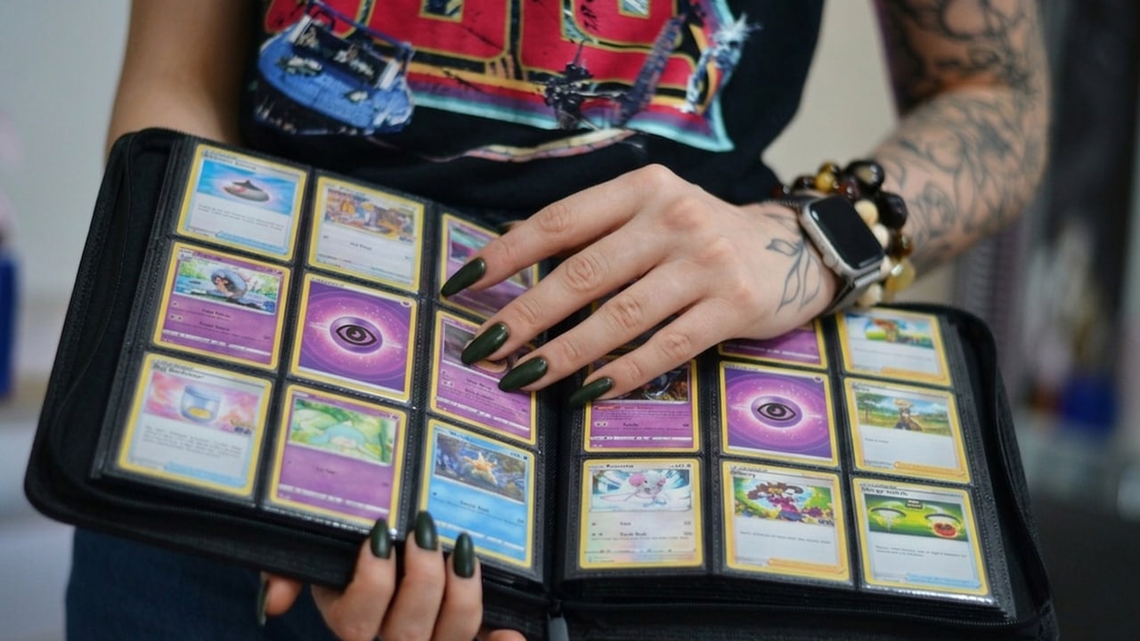Trading card collection in a SleeveChief binder