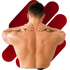 Acupuncture patient shows neck and upper back pain tension.