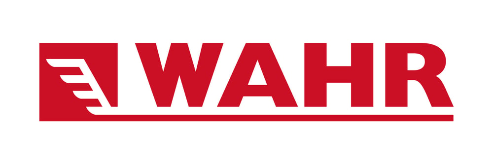 Rotes Firmenlogo der Wahr Energie mit weißem Flügel-Symbol in einem Quadrat und dem Schriftzug WAHR.