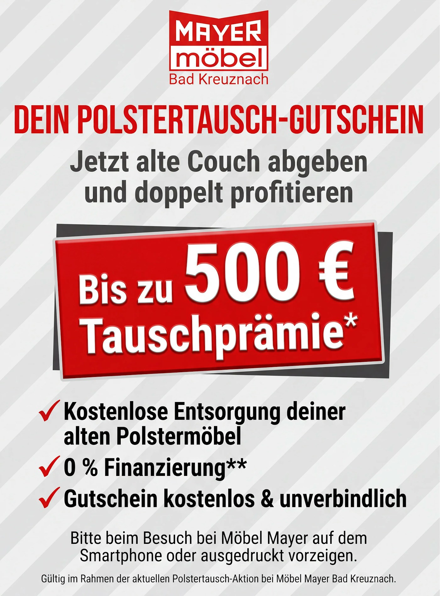 Polstertausch-Gutschein bis zu 500 € Tauschprämie