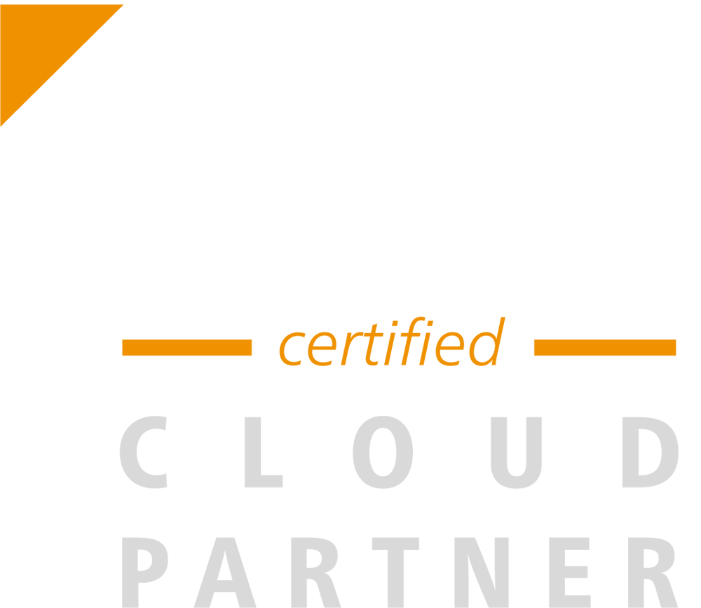 ELO certified BUSINESS PARTNER Logo mit orangefarbenem Haken und einem eingetragenen Warenzeichen.