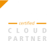 ELO certified Cloud Partner Logo mit orangefarbenem Dreieck.