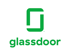 Glassdoor Logo, grünes Quadrat mit fehlenden Ecken oben links und unten rechts, darunter das Wort „glassdoor“ in Grün.
