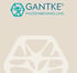 GANTKE® Faszienbehandlung Logo mit stilisiertem Hexagon in Türkis und Beige.