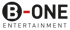 B-ONE ENTERTAINMENT Logo mit B in Kreis, rotem Bindestrich und "ONE" in Schwarz.