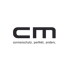 Black "cm" logo with "sonnenschutz. perfekt. anders." text on a dark green background.