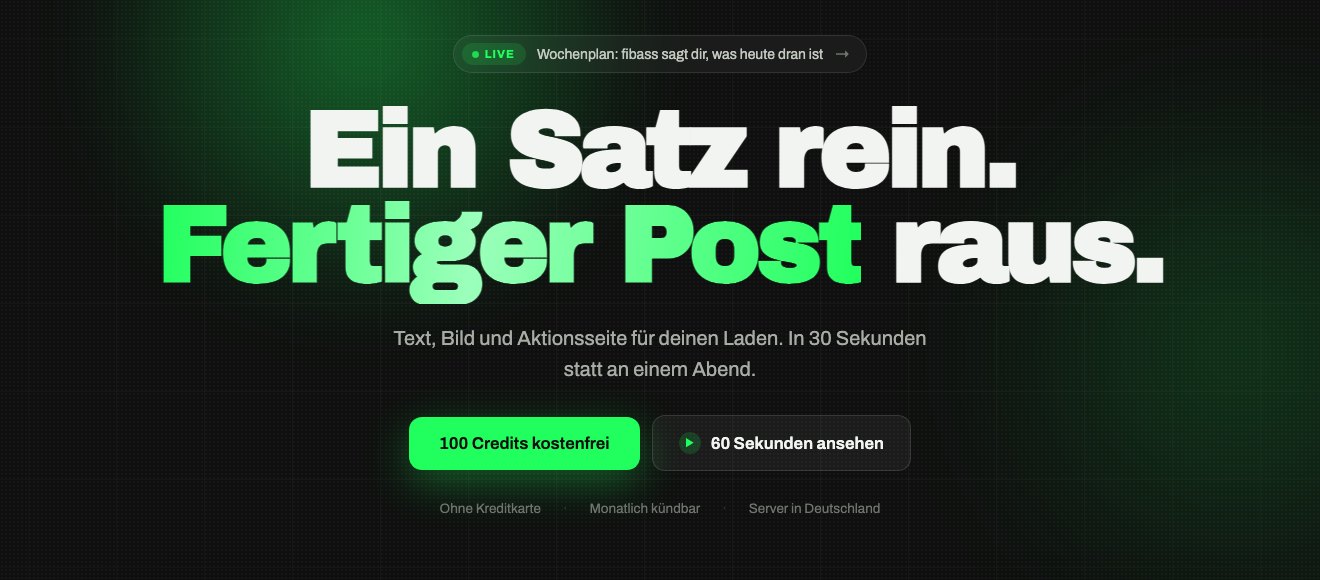 fibass, Startseite