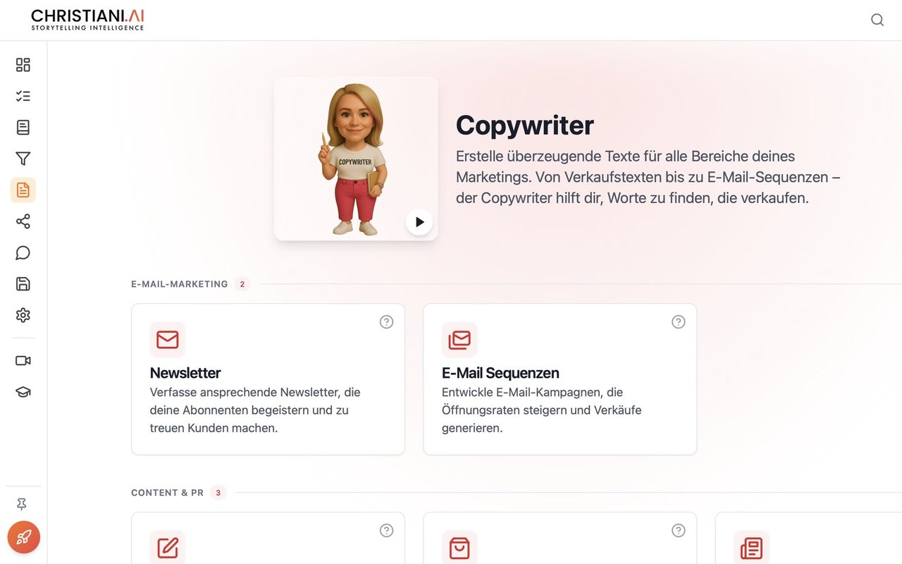 Christiani.AI, Bereich Copywriter mit Newsletter und E-Mail-Sequenzen