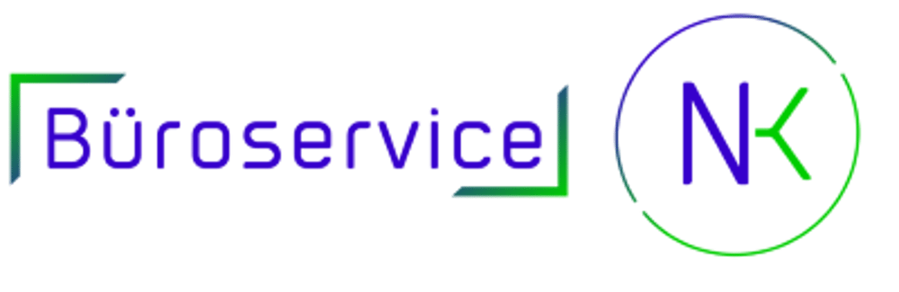 Büroservice NK Logo mit grün-blauem Text und Umrandung.