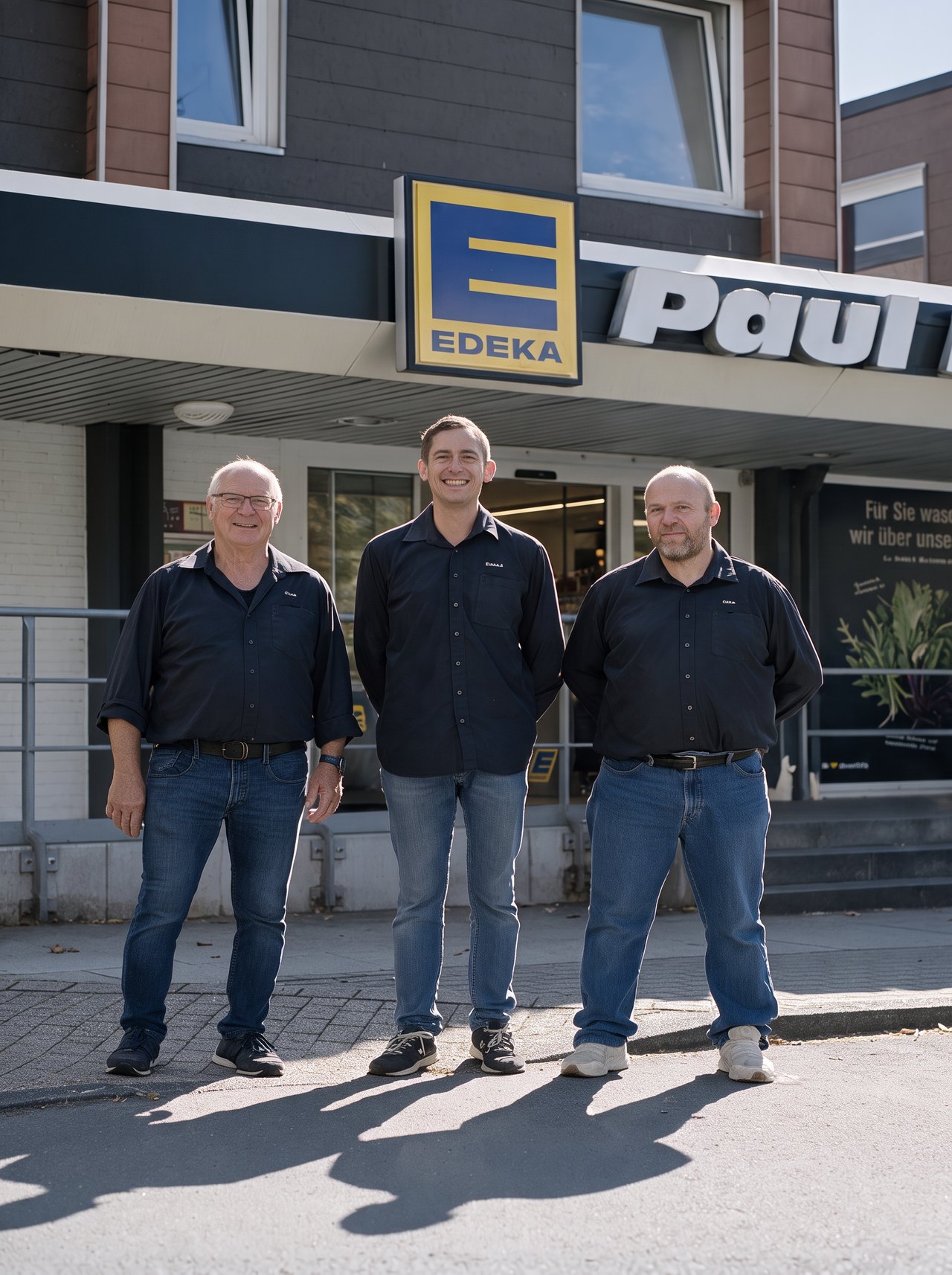 Inhaber und Team vor dem Markt