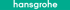 Weißer hansgrohe Schriftzug auf türkisem Hintergrund.