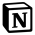 Notion Logo als schwarzer Würfel mit einem großen "N" auf der Vorderseite.