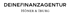 DEINEFINANZAGENTUR HÖNER & IBURG Logo auf dunkelgrünem Hintergrund.