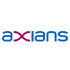 Das Axians-Logo mit blauen Buchstaben und einem magenta "x" auf dunkelgrünem Hintergrund.