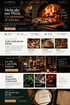 Website-Design für das Restaurant La Famiglia mit Fotos von Steinofenpizza, Pasta und einem gemütlich beleuchteten Gastraum.