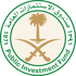 Circular green and gold seal of the Saudi Public Investment Fund, with a palm tree and crossed swords.