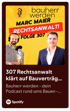 Podcast-Cover „Bauherr werden“ mit Marc Maier, Rechtsanwalt, Folge 307. Zwei Männer lächeln.