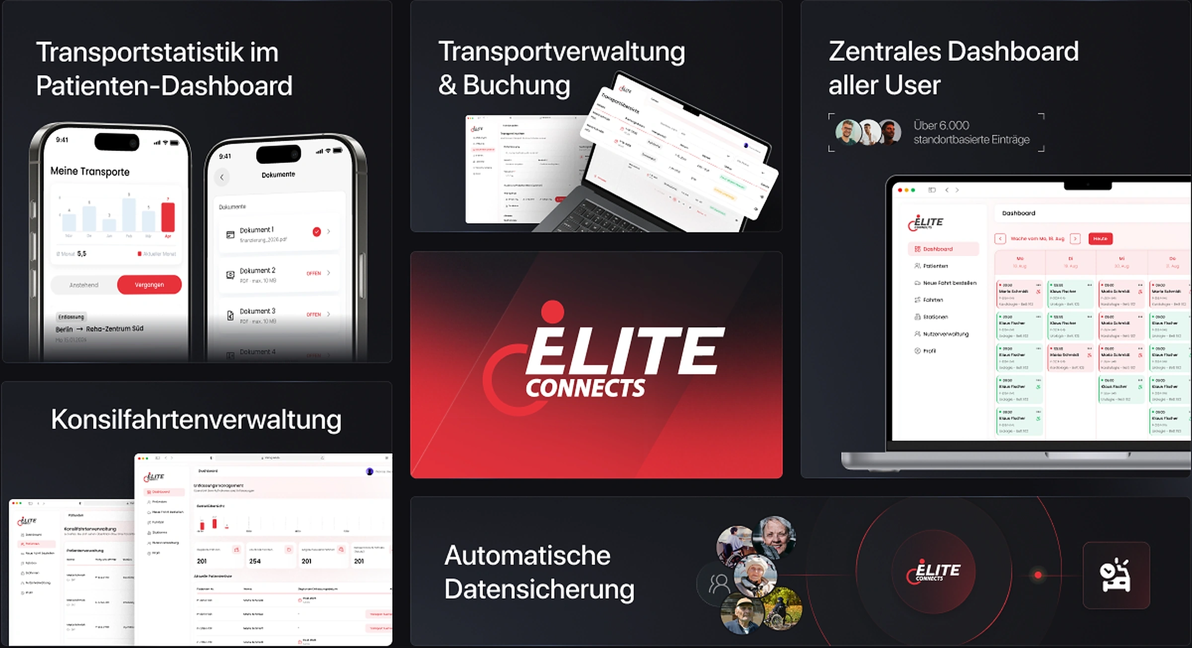 Elite Connect — App-Ansichten