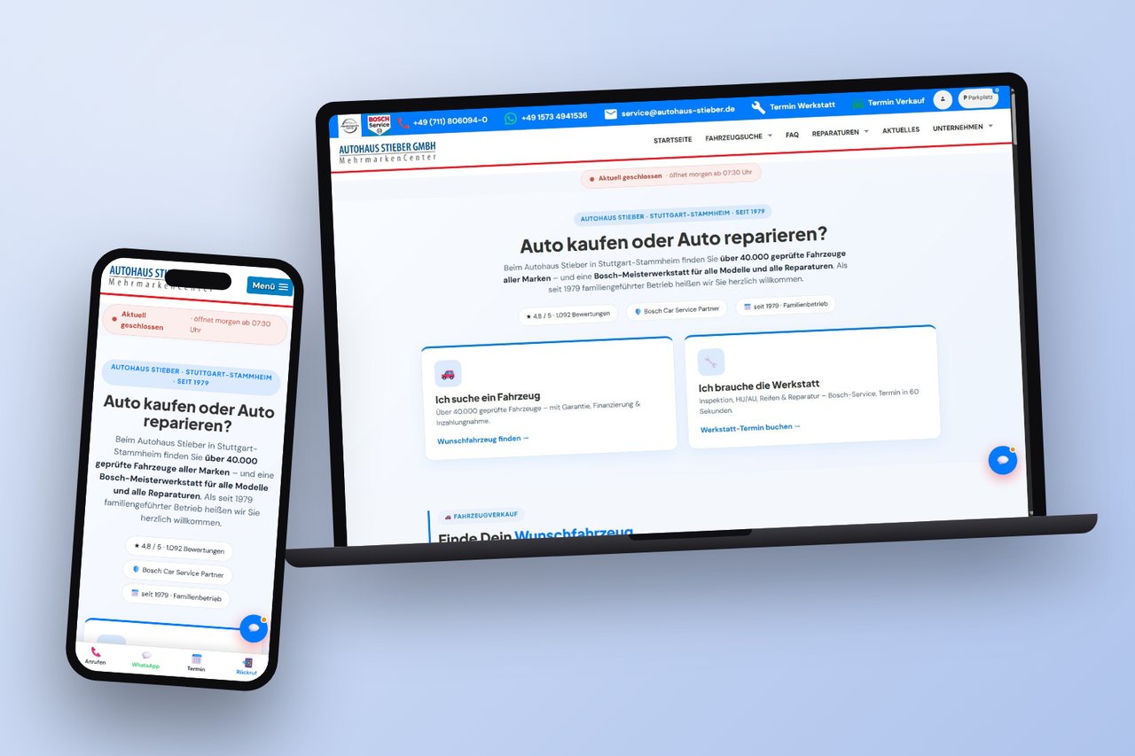 Website von Autohaus Stieber
