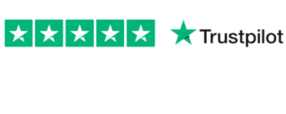 Fünf grüne Sterne und ein grüner Trustpilot-Stern mit dem Text "Trustpilot".
