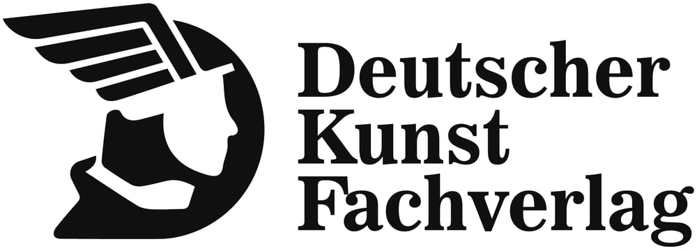Logo des Deutschen Kunstverlag, mit einem geflügelten Kopf im Profil.