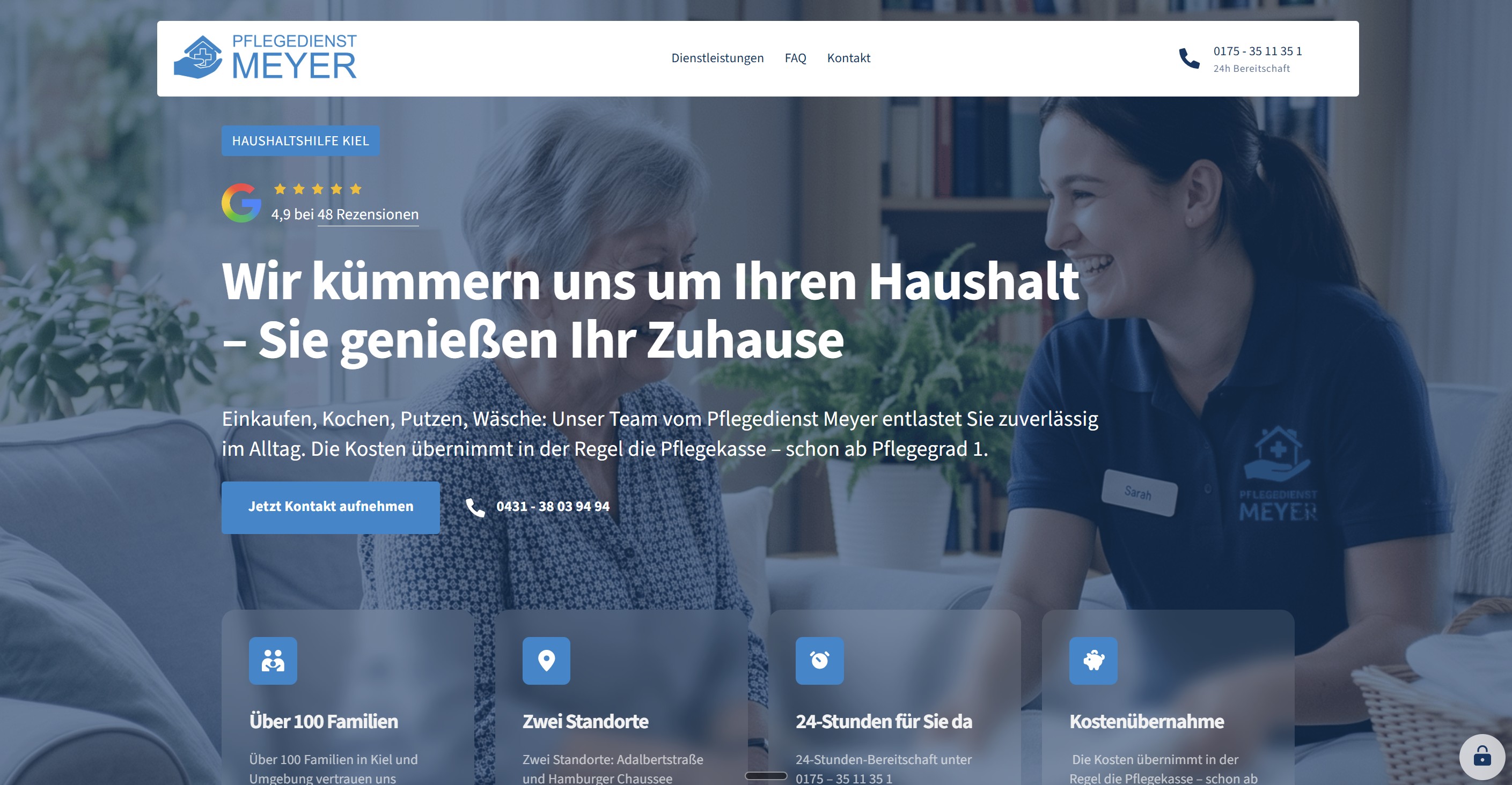 Webseite für Pflegedienst