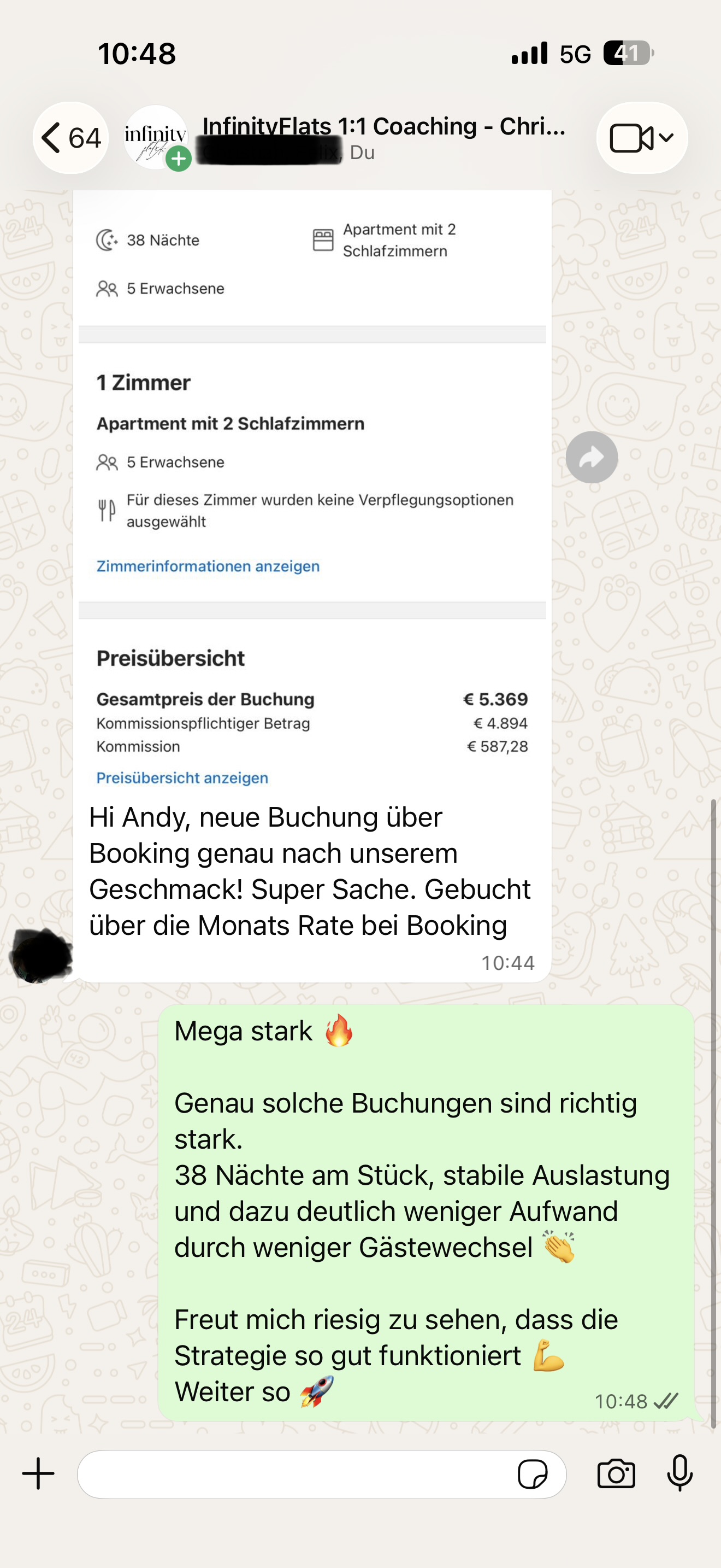 Langzeitbuchung: 5.369 € für 38 Nächte am Stück