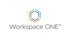 Logo „Workspace ONE“ mit einem sechseckigen Symbol in Grün, Blau, Orange.