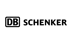 Schwarzes DB Schenker Logo auf dunkelgrünem Hintergrund.