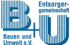Blaues Logo mit stilisierten Großbuchstaben "B+U" und Text "Entsorgergemeinschaft Bauen und Umwelt e.V."