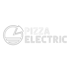 Graues Logo "PIZZA ELECTRIC" mit Tortendiagramm links auf dunkelgrünem Hintergrund.