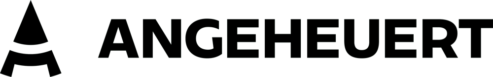 Schwarzes Logo mit dem Schriftzug ANGEHEUERT in Großbuchstaben und einem stilisierten A-Symbol.