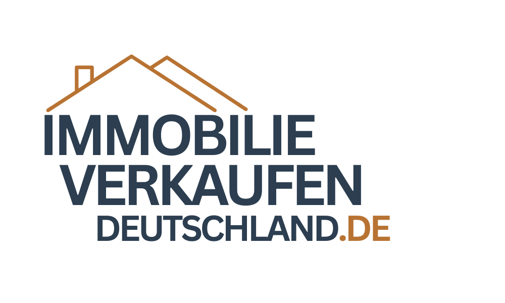 IMOBILIEN VERKAUFEN.DE Logo mit stilisiertem oranger Dach über dem Text