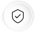 Schutzschild-Symbol mit Häkchen in einem weißen Kreis.