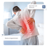 Man clutching lower back in pain with spine highlighted red