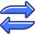 Zwei horizontale blaue Pfeile, die in entgegengesetzte Richtungen zeigen, mit einem dunkleren blauen Rand.