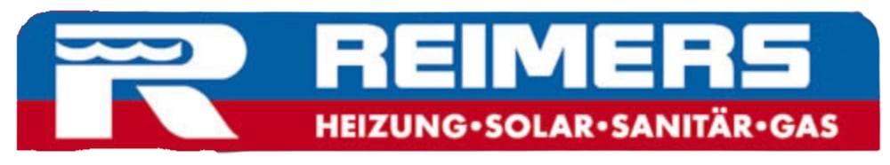 Logo "REIMERS" in Blau mit weißer Schrift, darunter "HEIZUNG SOLAR SANITÄR GAS" in Rot.