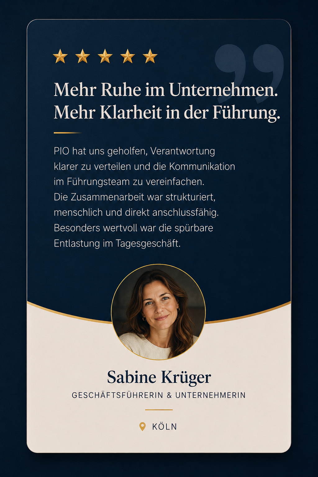 Kundenstimme Sabine Krüger, Geschäftsführerin und Unternehmerin aus Köln