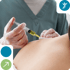 Gloved professional injecting stem cell therapy into patient’s shoulder