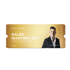 Goldenes Ticket mit "SALES MASTERY DAY 22.11. & 23.11 2025" und einem Mann im Anzug.