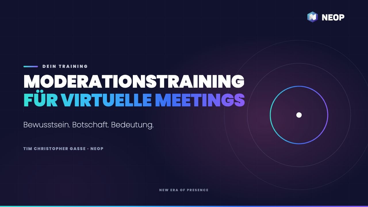 Titelfolie Moderationstraining für virtuelle Meetings