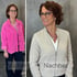 Vorher-Nachher-Vergleich einer Frau mit Brille, links in pinker Cordjacke und rechts in einer beigen Bomberjacke.