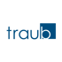Traub-Logo mit blauem Schriftzug „traub“ und einem blauen Quadrat als Teil des Buchstabens B.