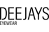 Schwarzer Text "DEEJAYS EYEWEAR" auf dunkelgrünem Hintergrund.