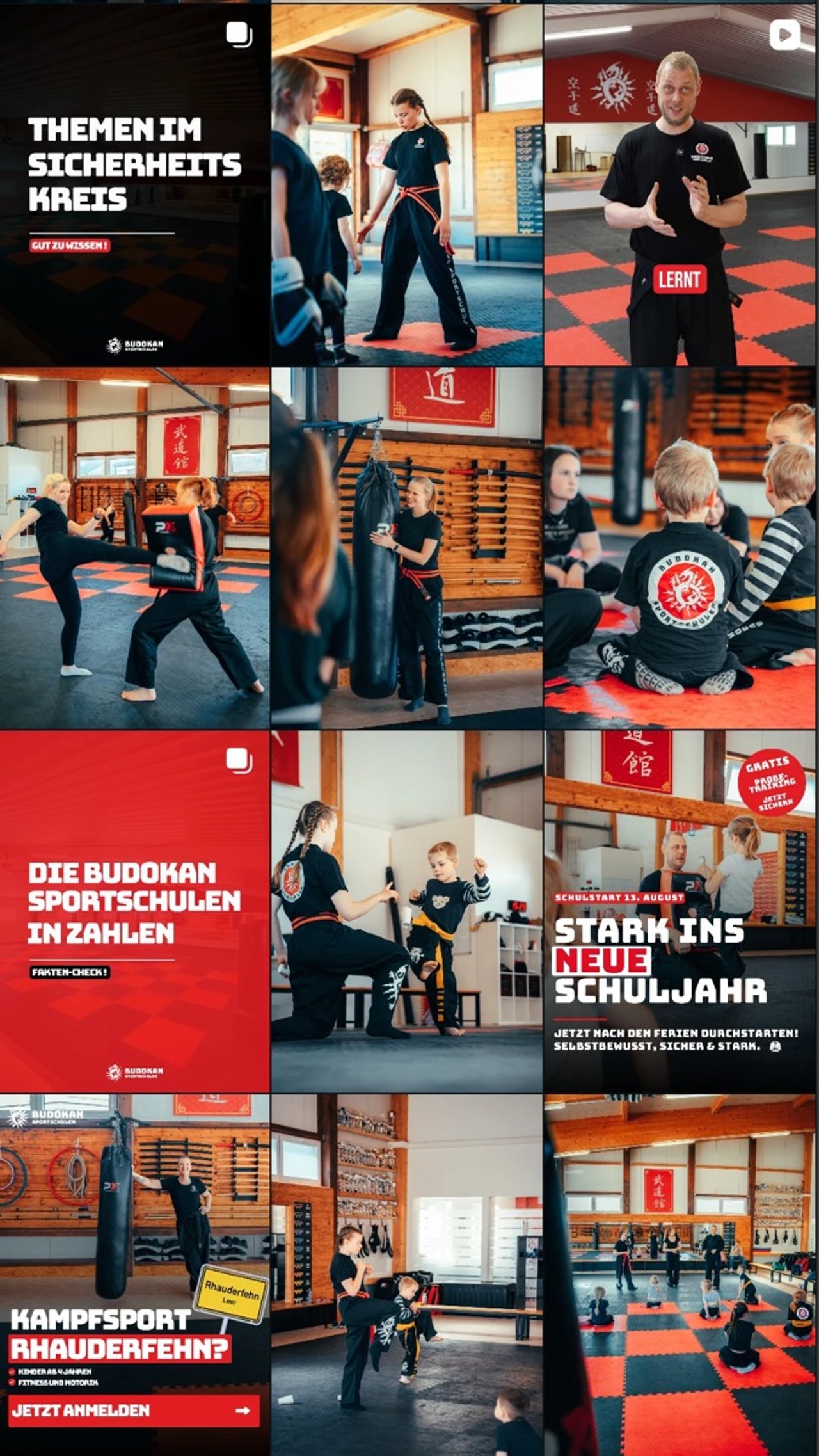 Instagram-Profil der Budokan Sportschulen, betreut von KTN MEDIA