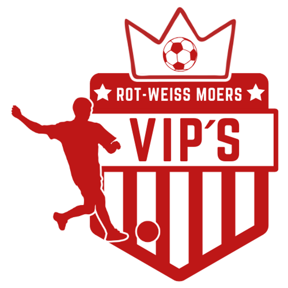 Schwarze Silhouette eines Fußballspielers, der einen Fußball tritt, und der Text "VIPSHÜTTE".